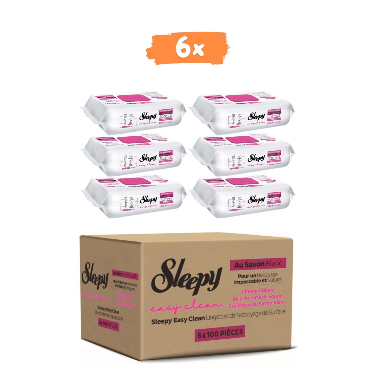 Sleepy Doekjes – Lelie (Roze) – Easy Clean – DOOSVOORDEEL 6×100
