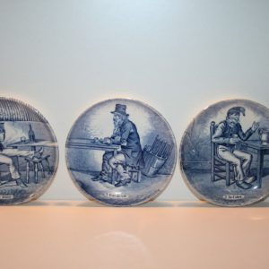 3 oude boterbordjes Delfts blauw