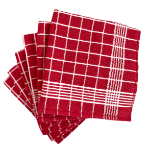 Keukendoek Trockenperle rood 6-pack