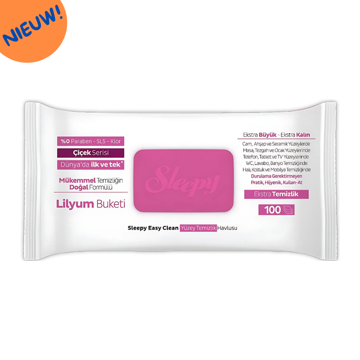 Sleepy Doekjes – Lelie (Roze) – Easy Clean – DOOSVOORDEEL 6×100 - Afbeelding 5