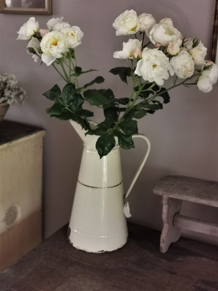 brocante Franse emaille kan, waterkan - Afbeelding 2