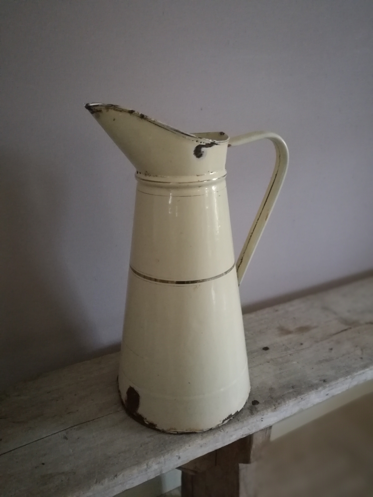 brocante Franse emaille kan, waterkan - Afbeelding 5