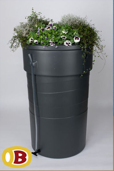 kunststof Regenton 230 liter met plantenbak