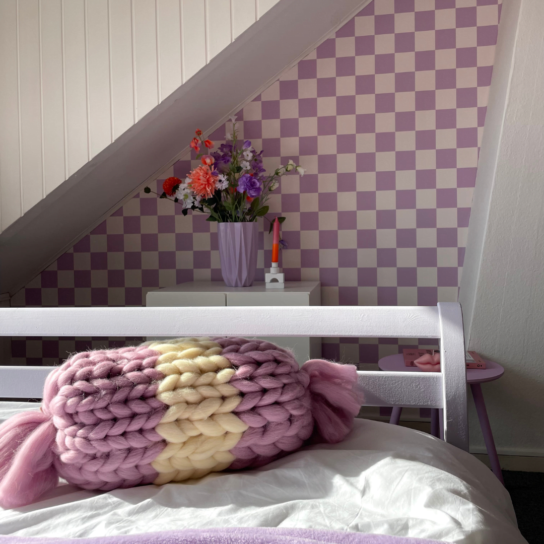 #65 Los patroon | Een snoepjes kussen met lontwol!